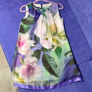 Floral Sleeveless Kids Dress - Multicolor